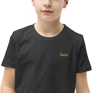 Kids Embroidered Slug | Bella+Canvas Unisex T-shirt | Dark Heather Grey