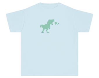 T-Rex Shouting Heart T-Shirt | Comfort Colors Tee | Chambray