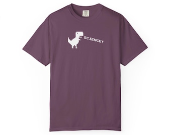 T-Rex Science Shirt | Retro Pixel Dinosaur Tee | Funny Science Teacher Gift | Comfort Colors Garment Dyed | Berry