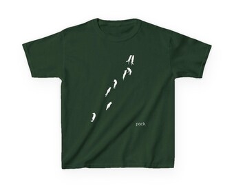 Minimal Wolf Pack Kids T-Shirt | Forest Green