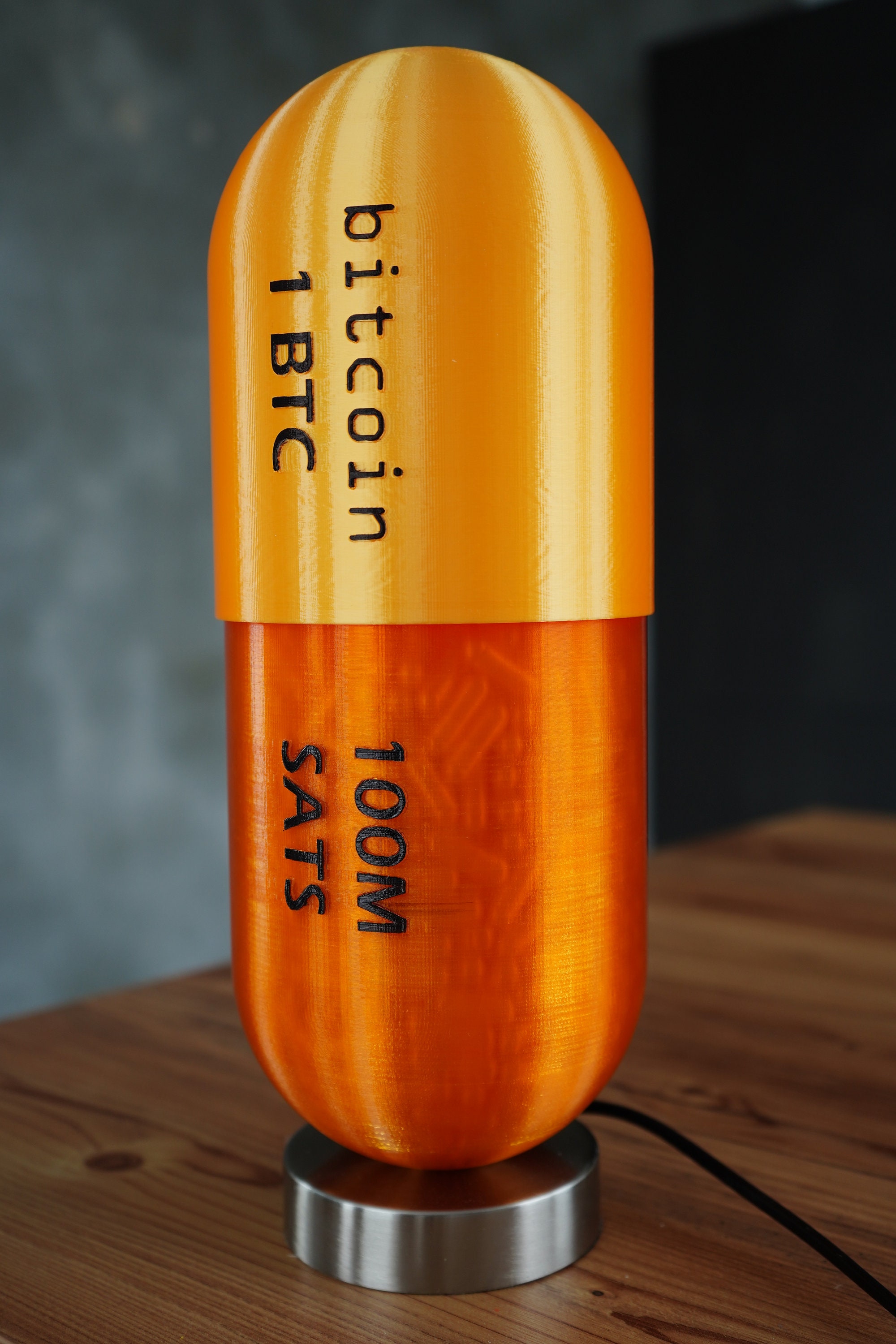One Bitcoin Orange Pill Lamp Design Art Take the Orange Pill - Etsy