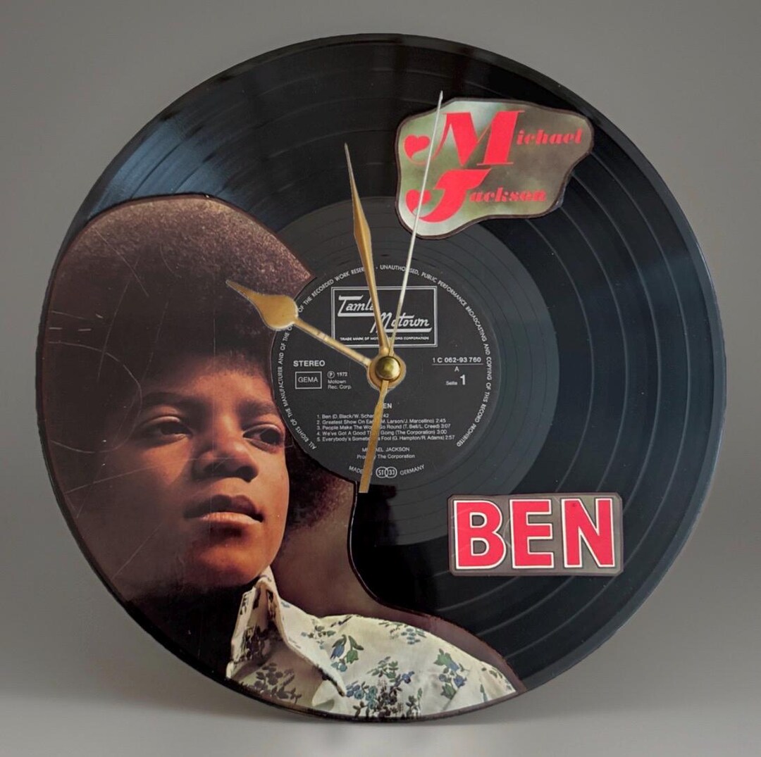 MICHAEL JACKSON: Ben Vinyl Record and Cover Art Wall Clock - Etsy