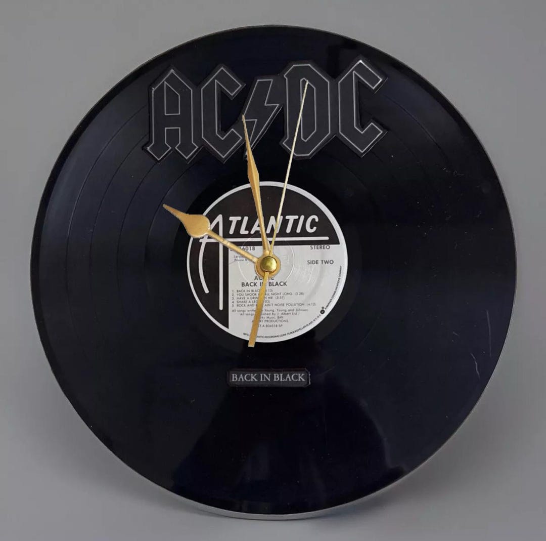 AC/DC: Back in Black Vinyl Record and Cover Art Wall Clock - Etsy