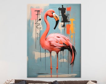 Flamingo Art Print, Pink Flamingo Poster, Dorm Decor Canvas, Poster for Farmhouse Decor, Flamingo  Art Decor, Pink Wall Art, Canvas Poster