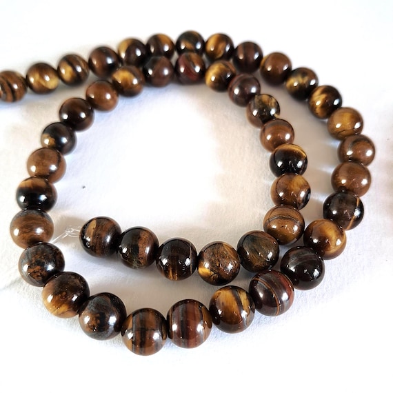 Natural Tiger's Eye Gemstone Beads: Jewelry Making Supplies (6mm, 8mm)