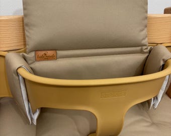 Two part set of waterproof cushions for Stokke Tripp Trapp dark beige