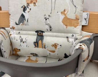 Two part cushion set Stokke Tripp Trapp Baby Set cotton dogs print