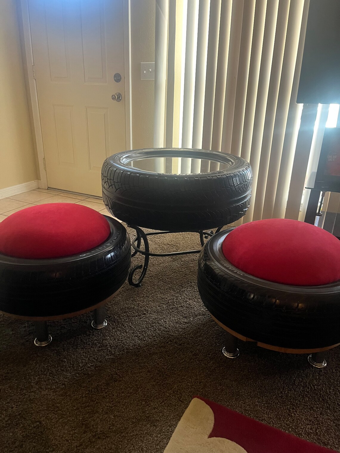 Recycled Tire Coffee Table and 2 Chair Set Etsy