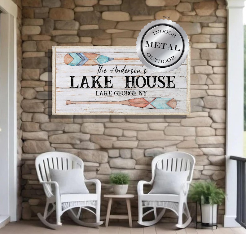 Custom Lake House Metal Sign Personalized Metal Aluminum Indoor Outdoor ...