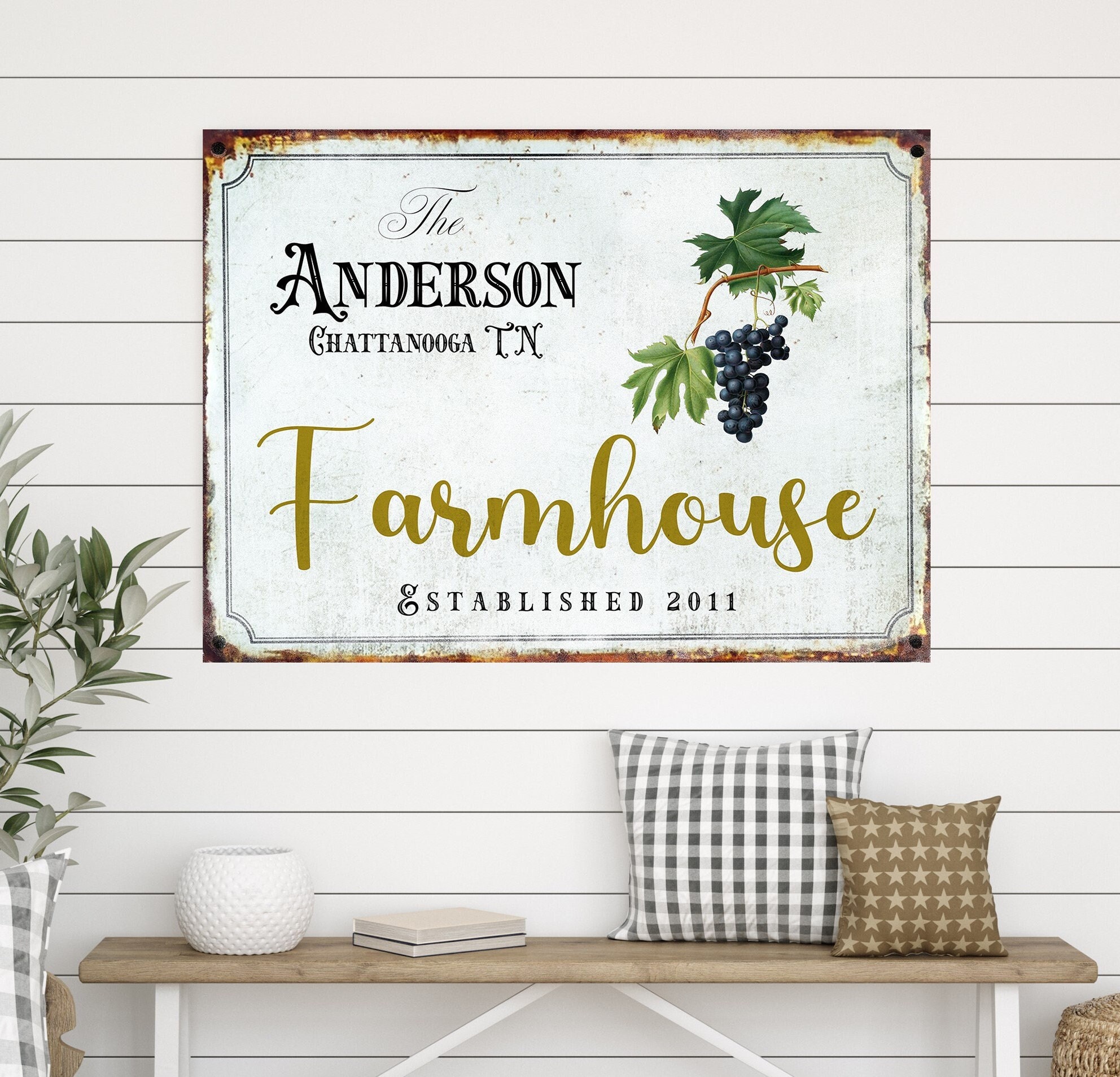 Rustic Farmhouse Sign, Personalized Farm Wall Decor Canvas, Country ...