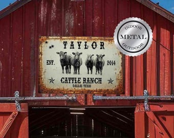 Custom Cattle Ranch Metal Sign Personalized Cattle Ranch Metal Sign Indoor Outdoor Metal Farm Sign Farm Decor Rustic Home Decor Ranch Sign