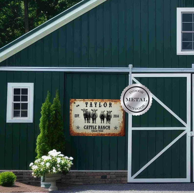 Baker Ranching Signs Custom Cattle Ranch Metal Sign Personalized Cattle Ranch Metal Sign ...