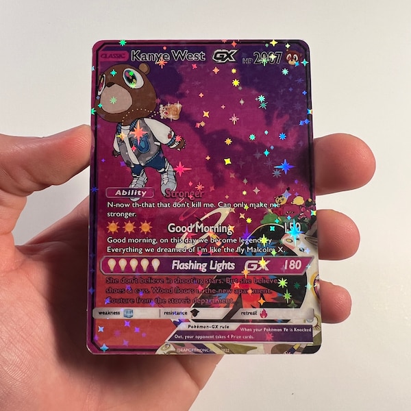 Carte GX de style Pokémon Kanye West YE "Graduation"