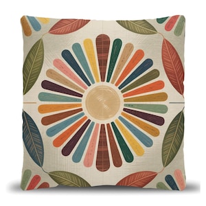 Muted Leaf Mandala Woven Throw Pillow  - Made In USA