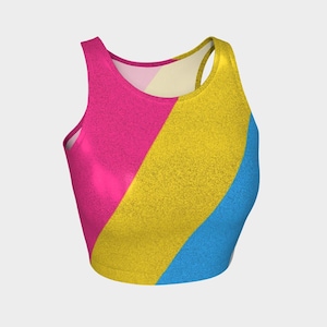 Pansexual Glitter Top Pride Outfit Stretchy Cropped Tank Top Lightweight Performance Fabric