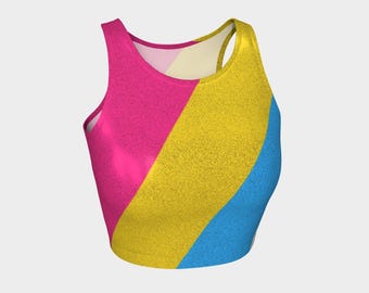Pansexual Glitter Top Pride Outfit Stretchy Cropped Tank Top Lightweight Performance Fabric