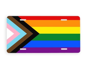 Pride Progress 2-Hole License Plate for front (1 pc)