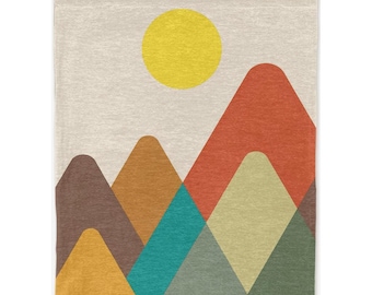 Modern Geometric Mountain Woven Wall Art Tapestry With Rod Pocket Made In USA