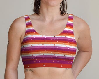 Lesbian Pride Scoop Bralette - Very Light Support with Elastic Underband