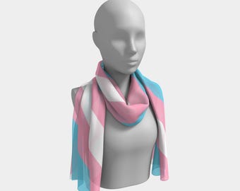 Trans Pride Silk Scarf - Lightweight with Vivid Colors, Fabric Choices and USA Shipping