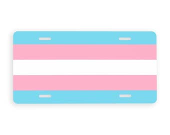 Trans Pride 2-Hole License Plate - 1 piece