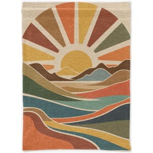 Southwestern Sunrise MCM Woven Wall Tapestry with Rod Pocket Made In USA