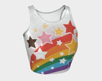 Pride Outfit Glitter Stars Stretchy Tank Top Swoosh Design Lightweight Performance Fabric