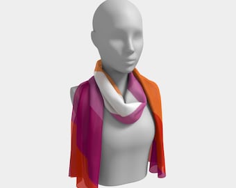 Lesbian Silk Scarf, Pride Colors (Two Sizes, Five Fabrics), USA shipping