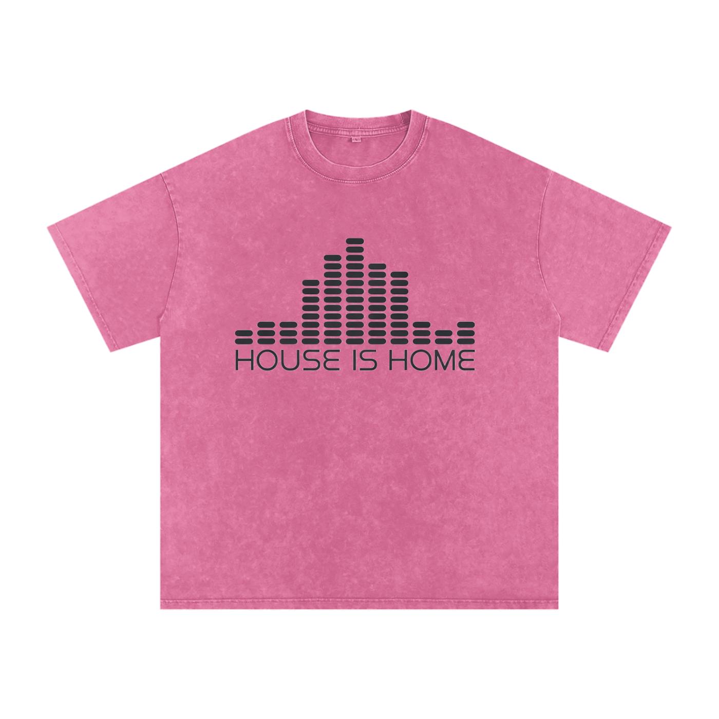 House Music is Home T-shirt: Acid Wash Oversized Cotton DJ Shirt