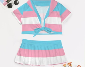 Trans Pride Cheerleading Uniform Set with SKORT!