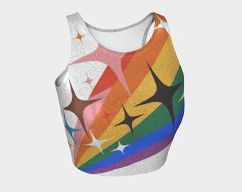 Pride Glitter Stars Swoosh Stretchy Pride Outfit Sparkly Tank Top Lightweight Performance Fabric
