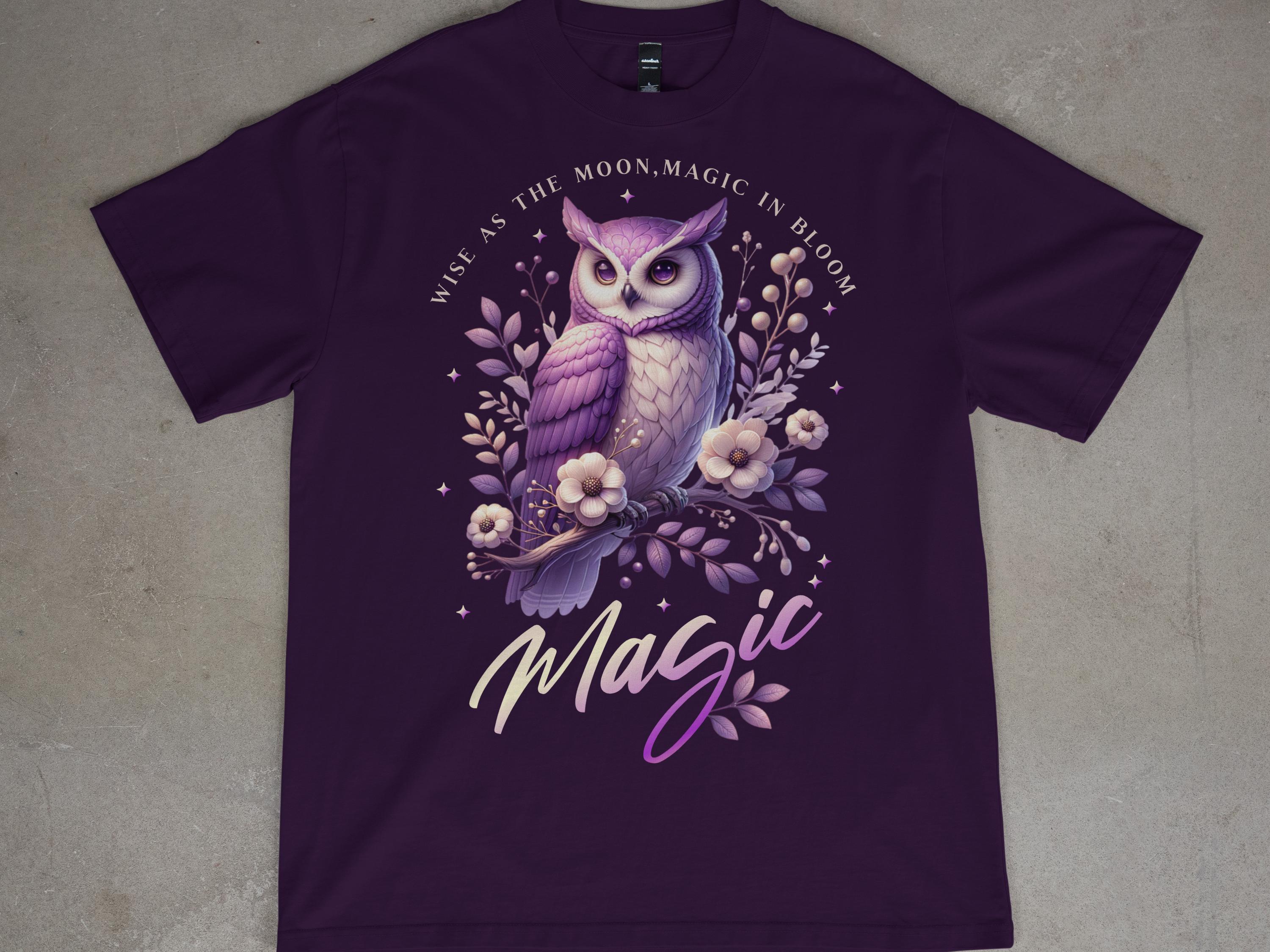 Comfort Colors Purple Owl Moon Magic T-Shirt, Magic Lover Gift, Owl Shirt, Retro Vintage T Shirt, Pe