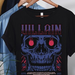 Villain Skull Tee, Edgy Skull T-Shirt,  Halloween Apparel, Unique Gift Idea, shirt for him, edgy wear, edgy student shirt, high quality tee