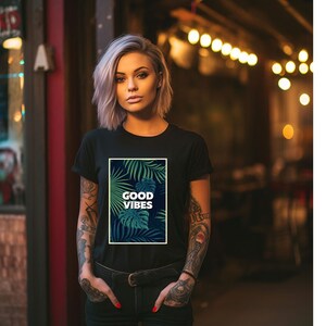 Koszulka z pozytywnym przesłaniem Good Vibes,pozytywna koszulka,dobry,Inspirująca koszulka modowa,Koszulka dla pozytywnych umysłów,koszulka z pozytywnymi wibracjami,pozytywna koszulka