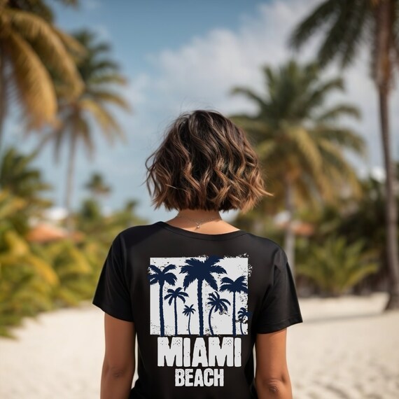 Miami T Shirt - Varsity Style Black Text Miami T Shirt - Varsity Style Black Text