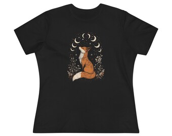 Mystical Fox Graphic Tee - Celestial Boho Cotton Shirt