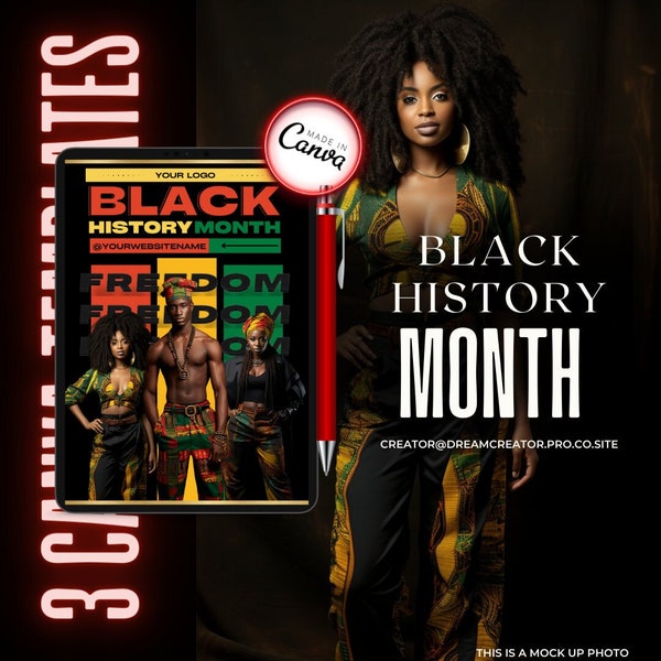 Black History Month Canva Templates: Empower and Inspire, TEMPLATE PACK, flyer template, black history month, black history template