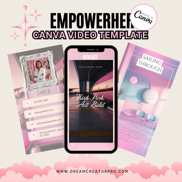 Boldly Pink: Empower HER Canva Video Template / Animated flyer / Motion Flyer / Canva Template 2024 / Video Template / Animated Video / Reel