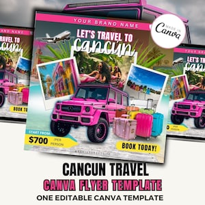 CANCUN Travel agent Flyer / Travel Agent Canva / Travel Agent / Canva Template 2024 / Travel Agent Template / DIY Travel Flyer / Cancun