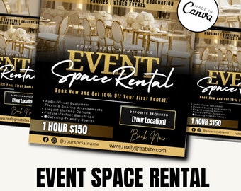 Event Space Rentals Flyer Template / Event Hosting / Digital Flyer / Canva / Venue Deals / Event Invitation / Space Booking / Meeting Space