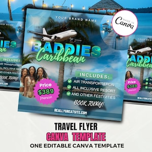 Baddies Caribbean flyer Travel agent Flyer / Travel Agent Canva / Travel Agent / Travel Agent Template / DIY Travel Agent Flyer / Template