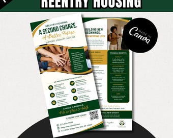Reentry Housing Rack Card Canva Template | Transitional Housing Marketing | Half Page Flyer | Reentry Program Brochure | Editable Canva