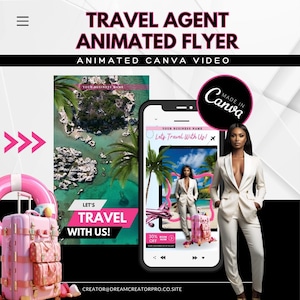 Animated flyer / Motion Flyer / Travel Agent Canva / Travel Agent / Canva Template 2024 / Travel Agent Template / DIY Travel Agent Flyer