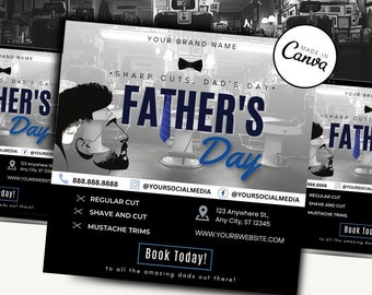 Vaderdag Barbershop Canva bewerkbare sjabloon / Barbershop Boekingsflyer / sociale media / BOEKINGSSJABLOON / kapperszaak salon / Barbershop
