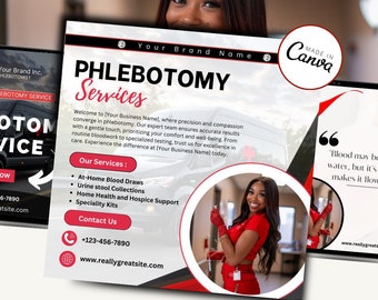 Phlebotomy Service flyer Template / DIY Medical Service Flyer/ Phlebotomist service / Medical Template / Medical flyer / Medical Template