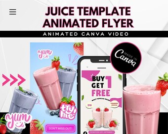 Juice Bar / Juice Bar Templates / Juice Bar Menus / Bar Menu / Canva Template 2024 / Drink Menu / Food Menu / Animated flyer / Motion Flyer