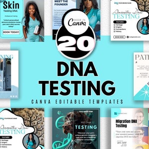 Sjabloon Canva-flyer voor DNA-testen / Doe-het-zelf medische DNA-labservice / Mobile Pet Dna / Medisch ig / Vaderschapstesten / gezondheid / drugstests