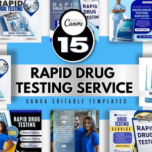 Dépliant de dépistage rapide des drogues / Dépliant de service de laboratoire de médicaments bricolage / Modèle de santé Instagram / Modèle médical / Médical / Santé / Canva ig