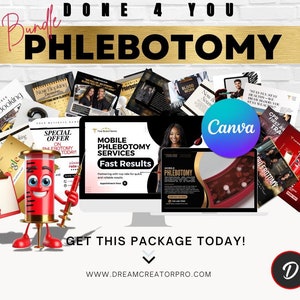 Aderlaten Canva bundel sjabloon / Flyer medische dienst DIY / flebotomist video / visitekaartje / medisch digitaal / mobiele gezondheid AD