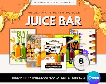 Juice Bar / Juice Bar Flyer Canva Template / Juice Bar Menus / Bar Menu / JUICE BAR BUSINESS / Drink Menu / Food Menu / Printable Flyer